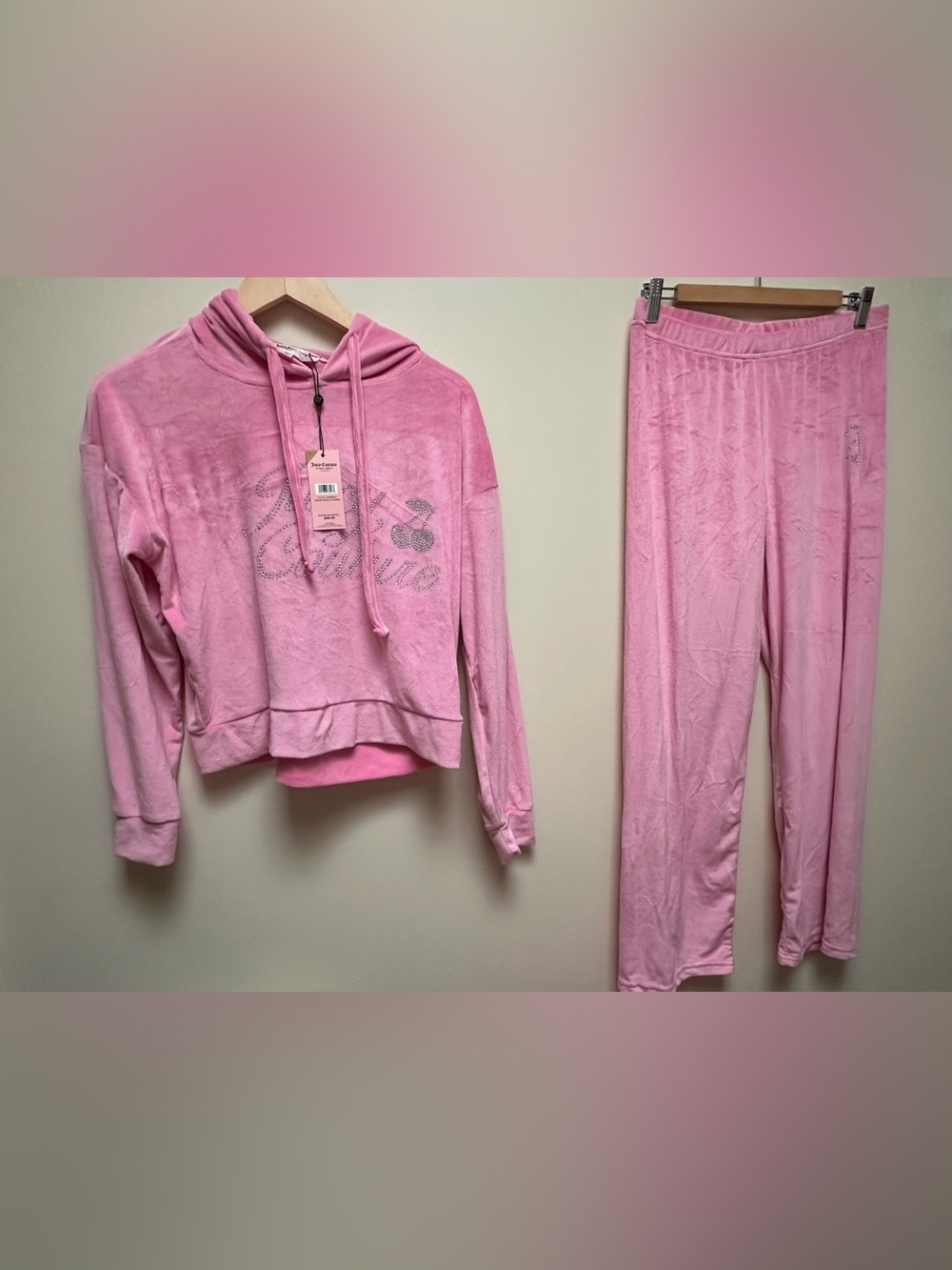 Juicy Couture Pink Velour Hoodie pants set
